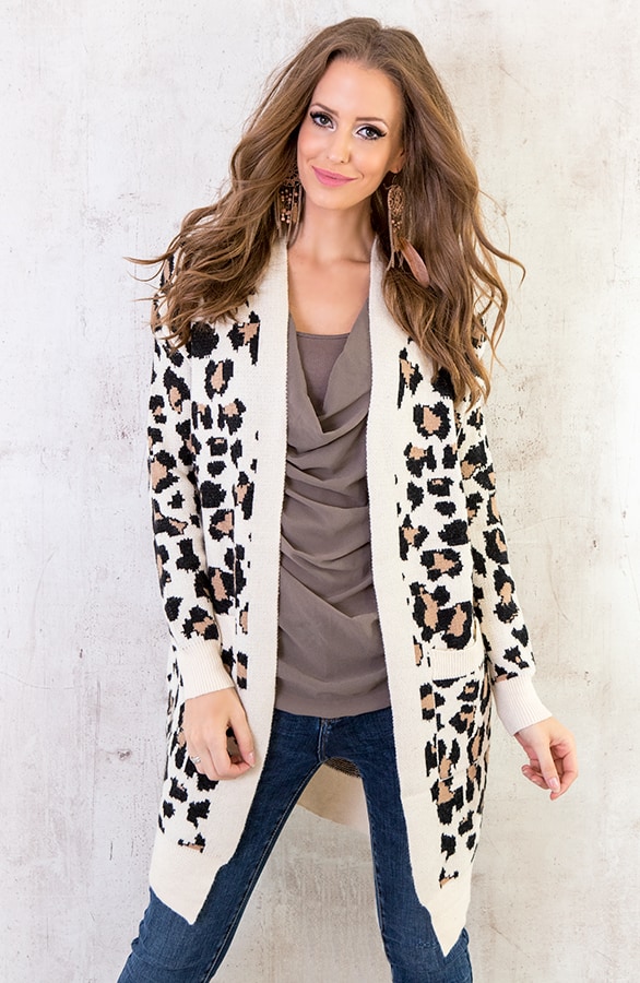 Leopard Vest Lang Creme – shoparchief, foto 2