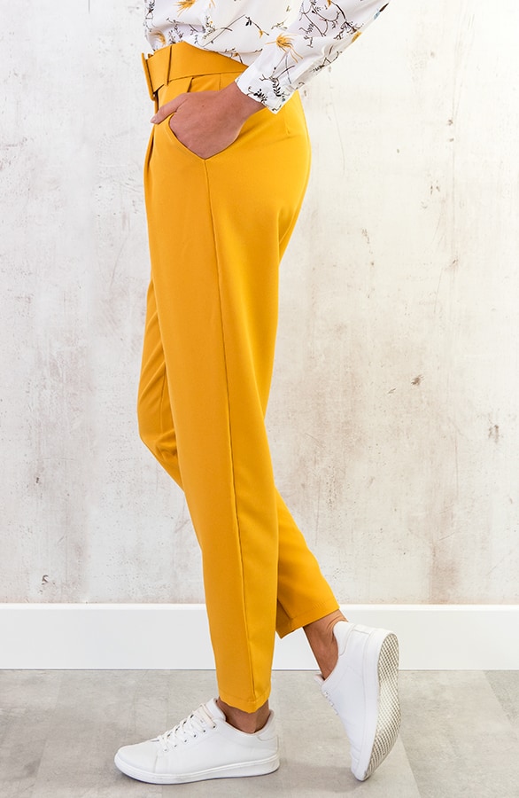 Pantalon Met Riem Okergeel – shoparchief, foto 3