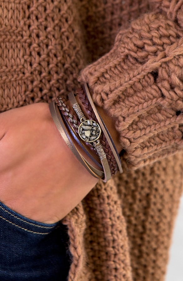 Wikkelarmband Gemstone Cognac – shoparchief, foto 2