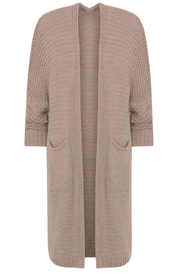 Gebreid Vest Lang Taupe – shoparchief