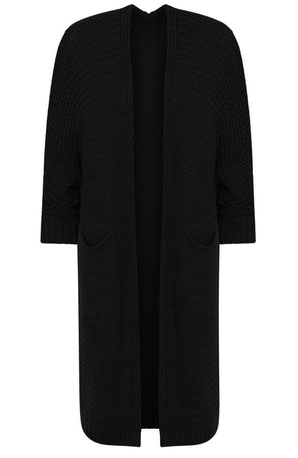 Vest Gebreid Lang Zwart – shoparchief