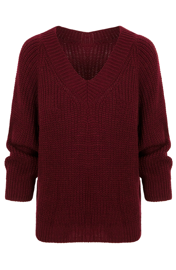Gebreide Basic Trui Bordeaux – shoparchief
