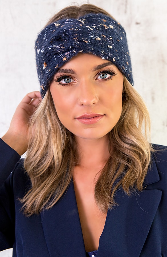 Gebreide Haarband Navy – shoparchief