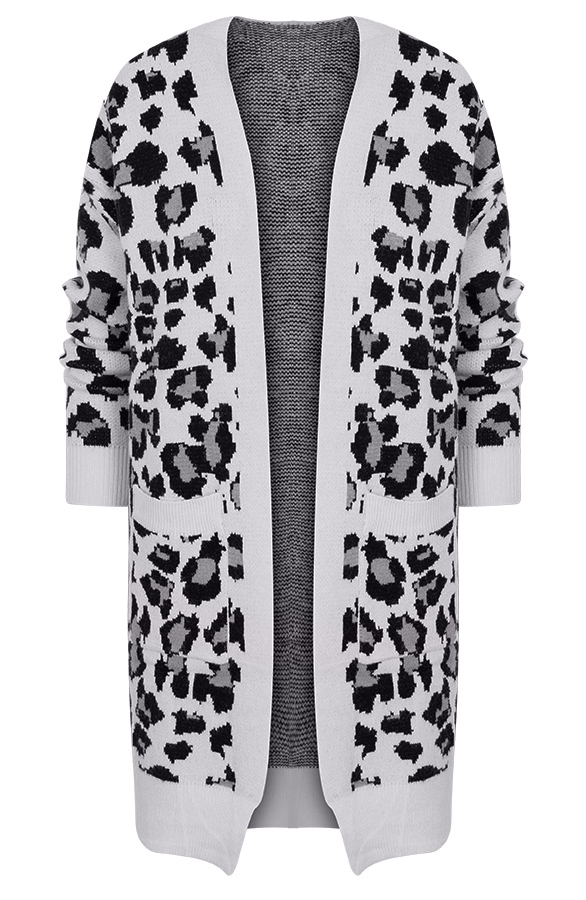 Leopard Vest Lang Grijs – shoparchief