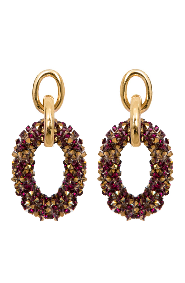 Oval Luxury Oorbellen Gold Bordeaux – shoparchief