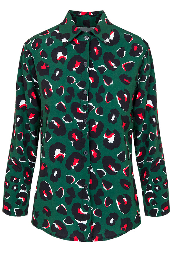 Panterprint Blouse Groen Rood – shoparchief