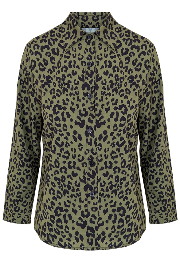 Panterprint Blouse Legergroen – shoparchief
