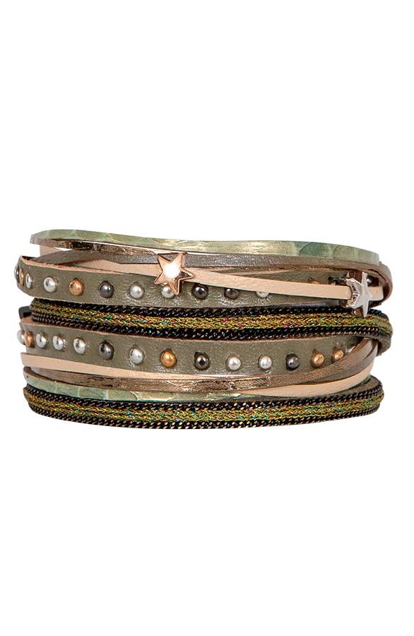 Wikkelarmband Ster Legergroen – shoparchief