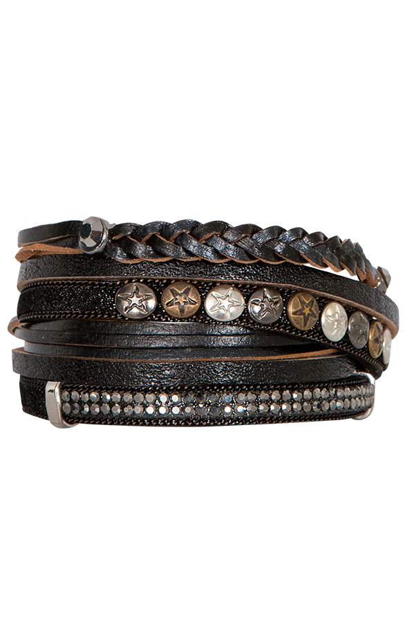 Wikkelarmband Stone Zwart – shoparchief