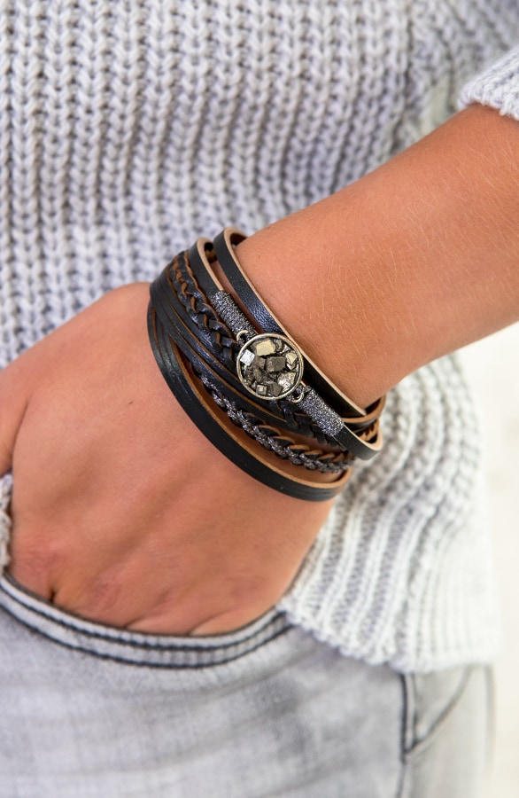 Wikkelarmband Gemstone Zwart – shoparchief, foto 2