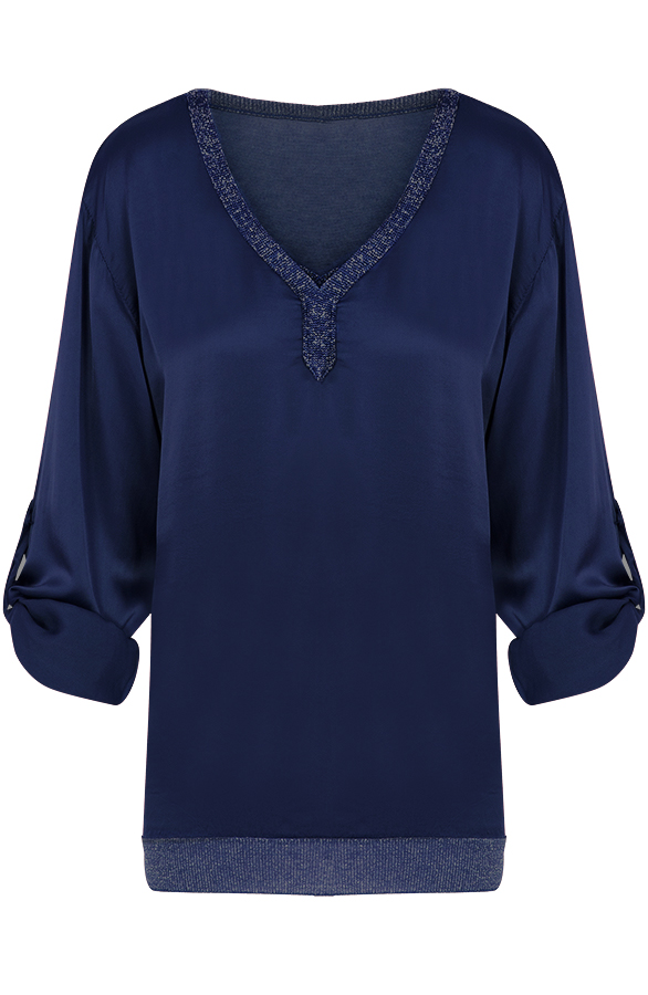 Zijde Blouse Marineblauw – shoparchief