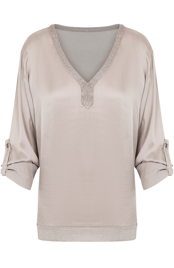 Zijde Blouse Taupe – shoparchief