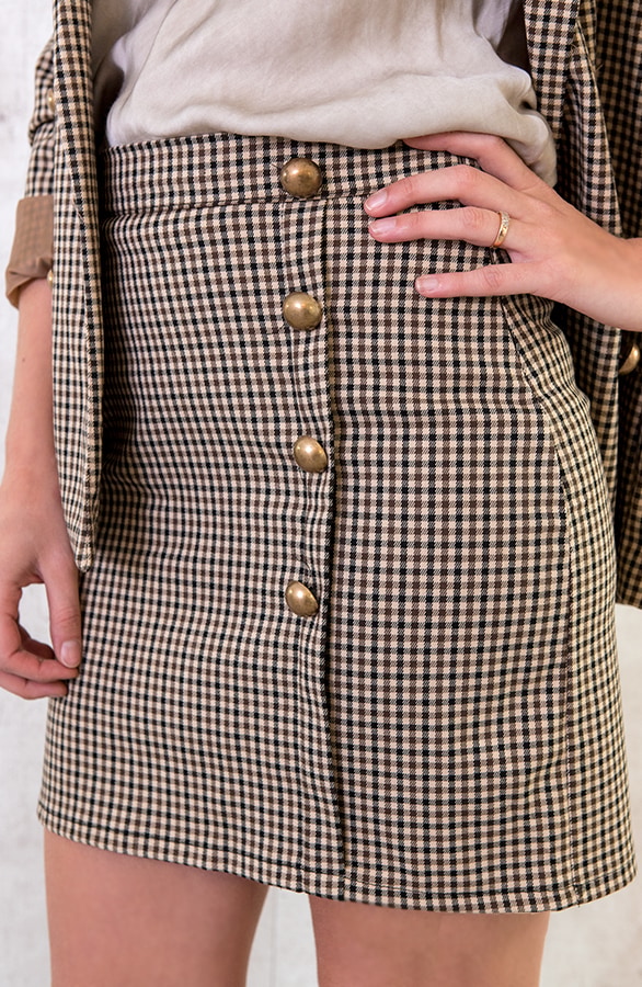 Geblokte Button Rok – shoparchief, foto 3