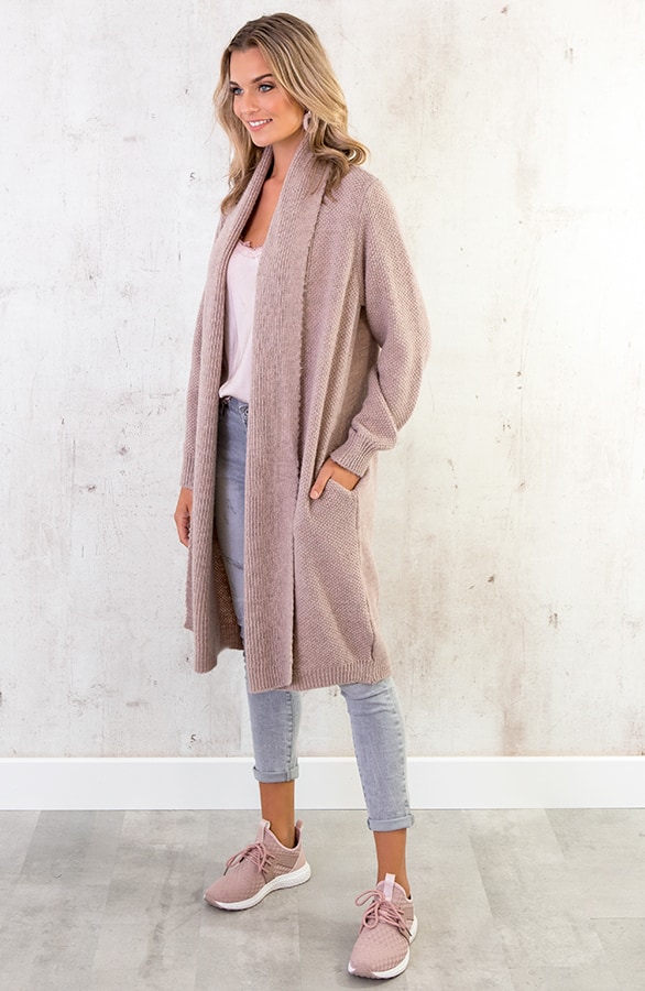 Lang Gebreid Vest Roze – shoparchief, foto 3