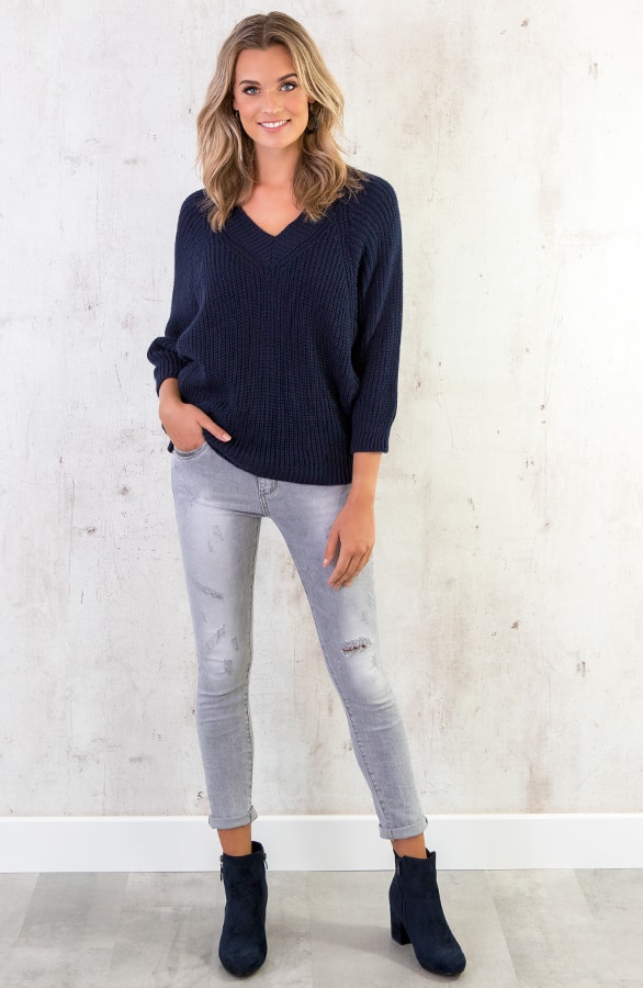 Gebreide Basic Trui Marine – shoparchief, foto 6