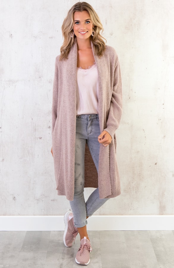 Lang Gebreid Vest Roze – shoparchief, foto 2