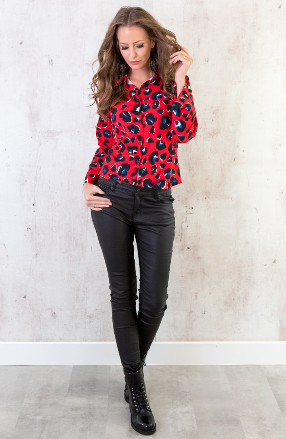 Panterprint Blouse Rood – shoparchief, foto 7