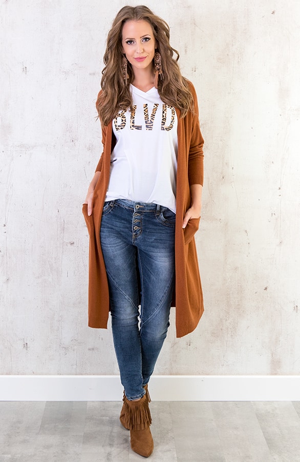 Long Jersey Cardigan Cognac – shoparchief, foto 6
