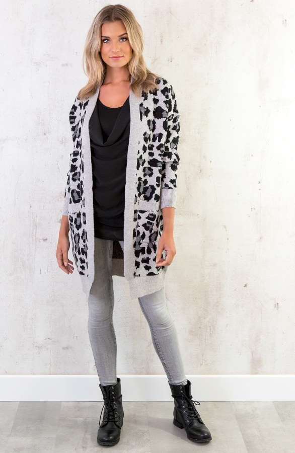 Leopard Vest Lang Grijs – shoparchief, foto 3