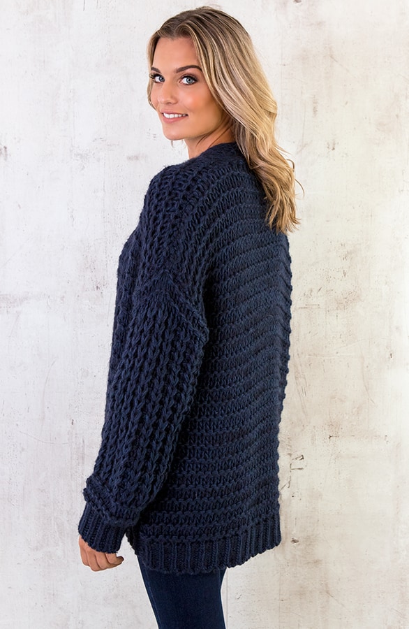 Grof Gebreid Vest Marine – shoparchief, foto 3