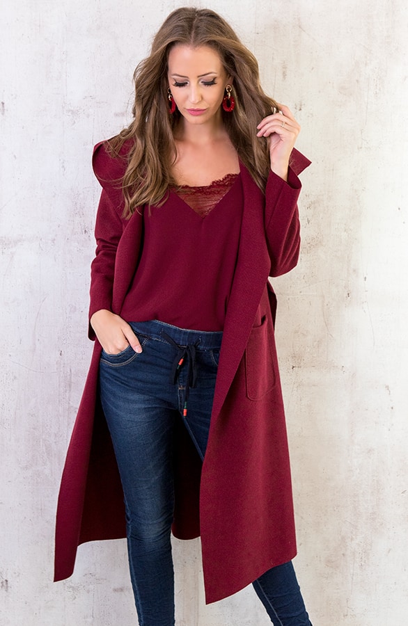 Wanted Coat Long Bordeaux – shoparchief, foto 6