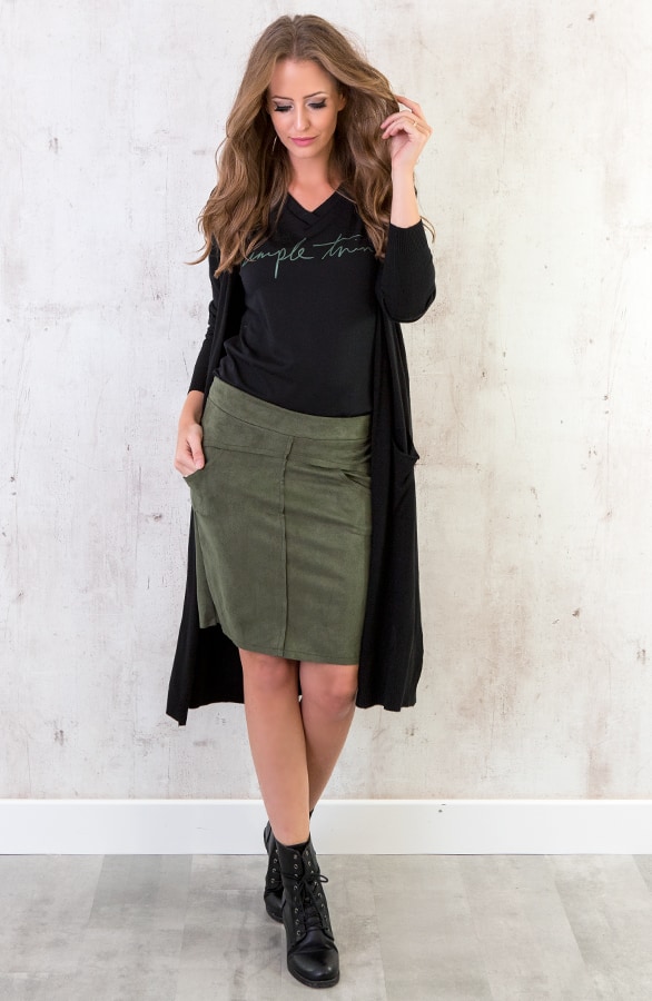 Suede Rok Legergroen – shoparchief, foto 5