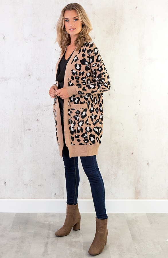 Leopard Vest Lang Camel – shoparchief, foto 7