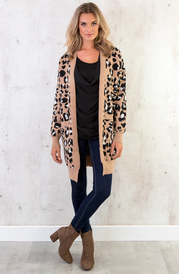Leopard Vest Lang Camel – shoparchief, foto 3