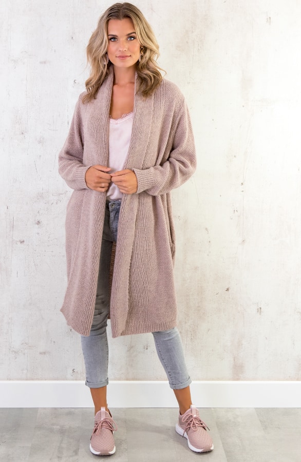 Lang Gebreid Vest Roze – shoparchief, foto 4