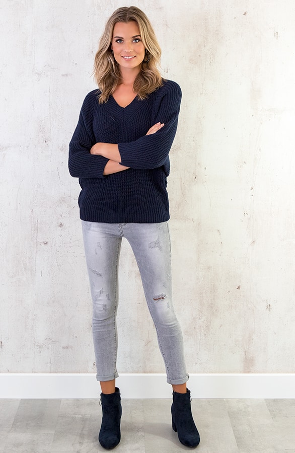 Gebreide Basic Trui Marine – shoparchief, foto 4