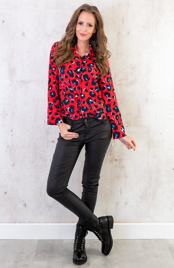 Panterprint Blouse Rood – shoparchief, foto 6