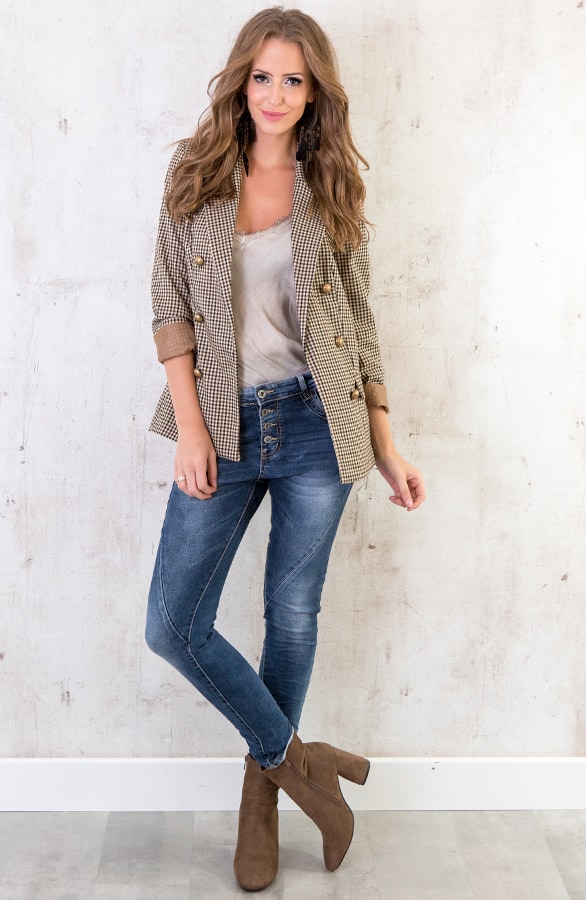 Geblokte Button Blazer – shoparchief, foto 3