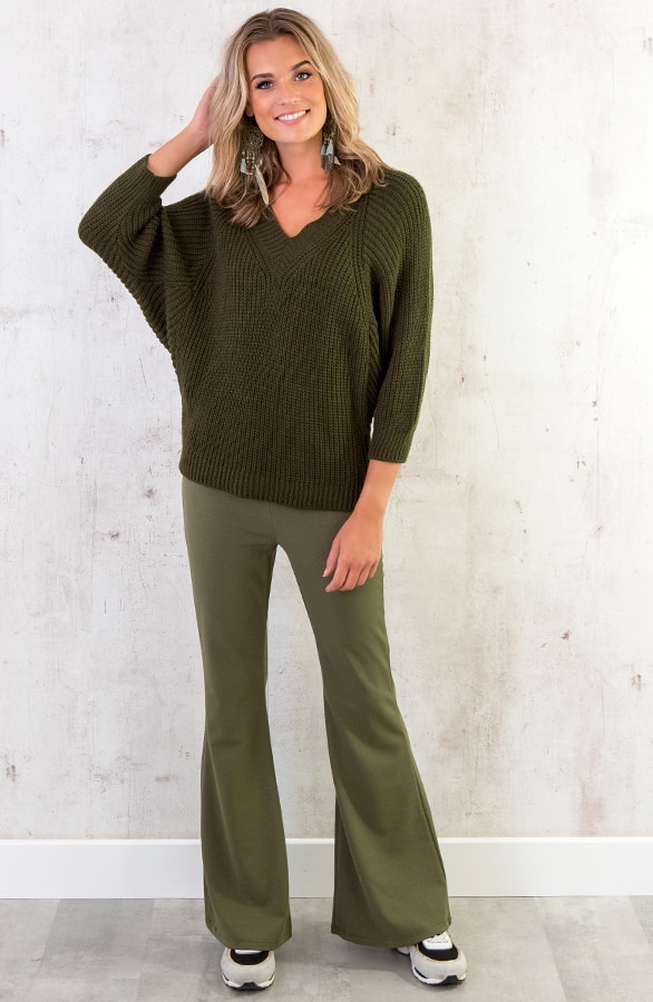 Gebreide Basic Trui Legergroen – shoparchief, foto 5