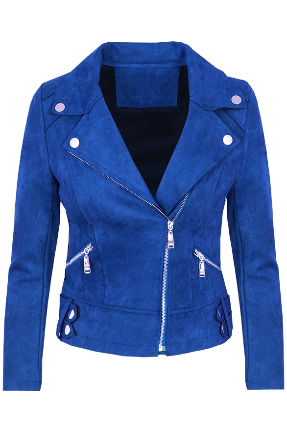 Biker Jacket Suede Kobaltblauw – shoparchief, foto 4