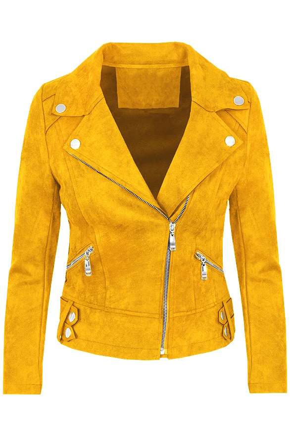 Biker Jacket Suede Okergeel – shoparchief