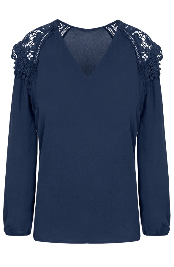 Deluxe Kanten Blouse Marineblauw – shoparchief