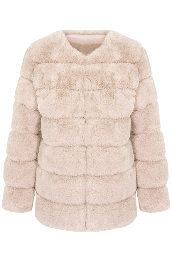 Fake Fur Jas Leer Beige – shoparchief