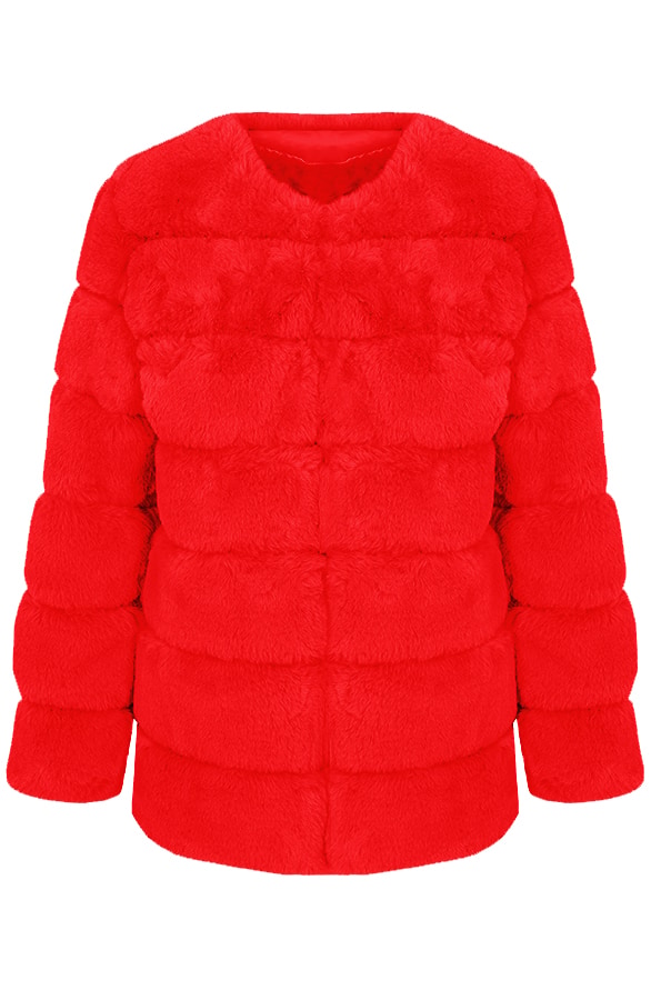 Fake Fur Jas Leer Rood – shoparchief
