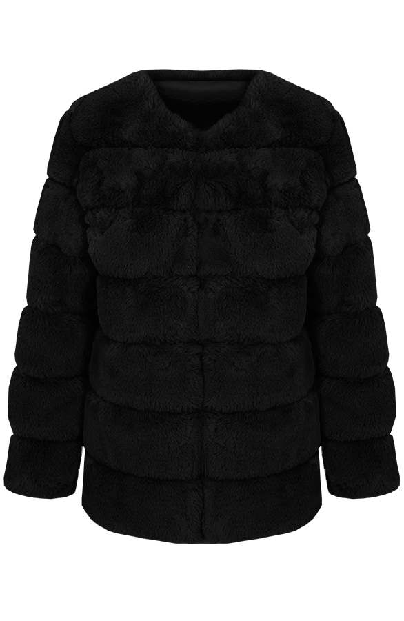 Fake Fur Jas Leer Zwart – shoparchief