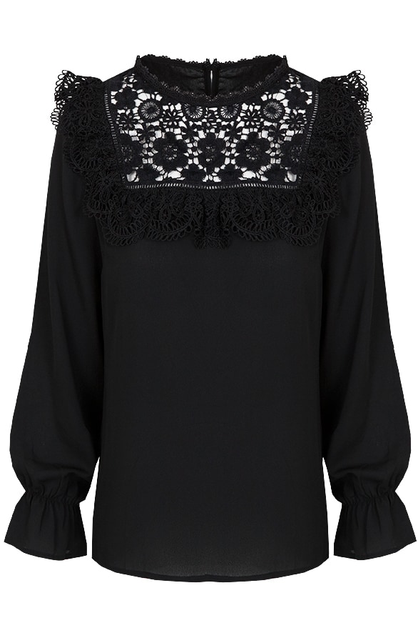 Kanten Blouse Exclusive Zwart – shoparchief