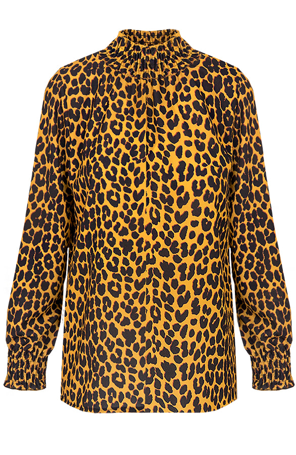 Leopard Col Blouse Oker – shoparchief