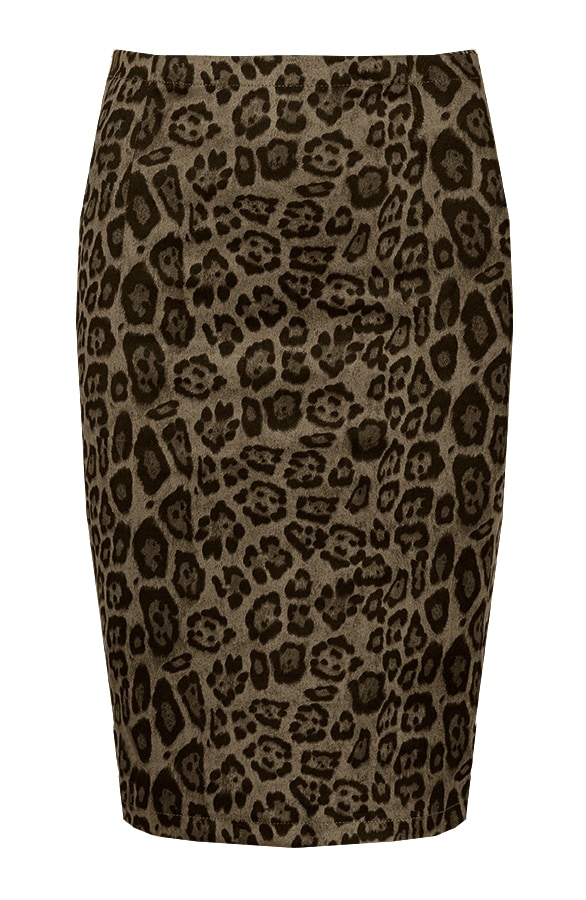 Leopard Suede Rok Legergroen – shoparchief