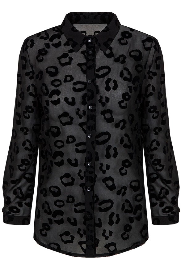 Leopard Velours Blouse Zwart – shoparchief
