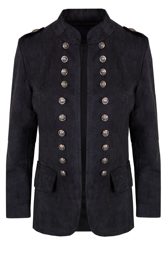 Suede Jasje Button Zwart – shoparchief