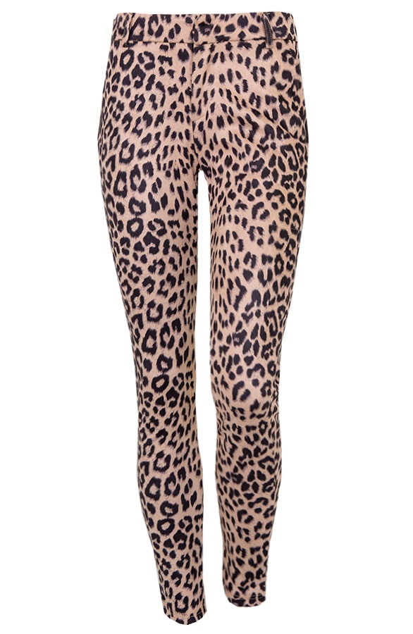 Low Waist Suede Leopard Broek Beige – shoparchief