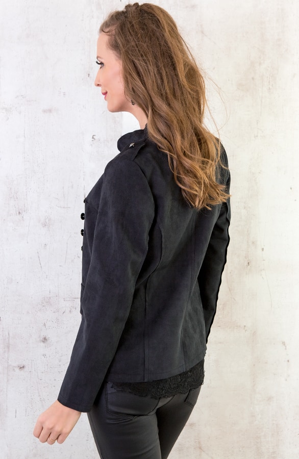 Suede Jasje Button Zwart – shoparchief, foto 3