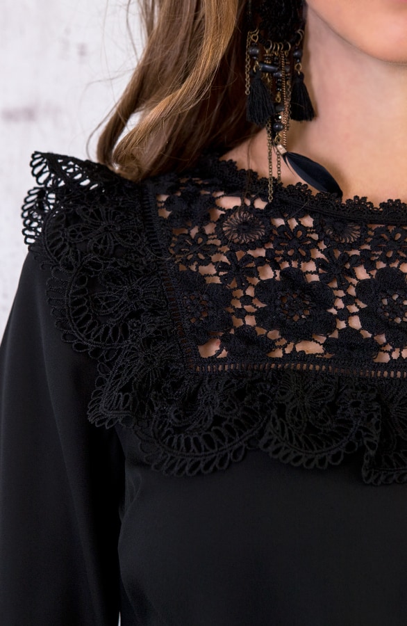 Kanten Blouse Exclusive Zwart – shoparchief, foto 4