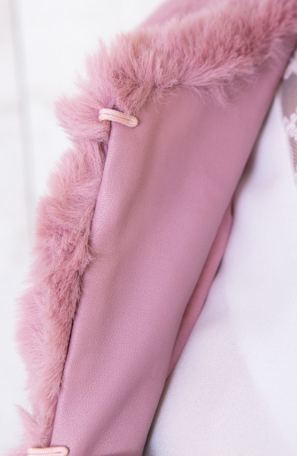 Fake Fur Jas Leer Oud Roze – shoparchief, foto 6