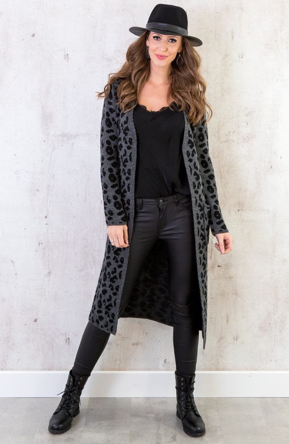 Panterprint Vest Lang Grijs – shoparchief, foto 2