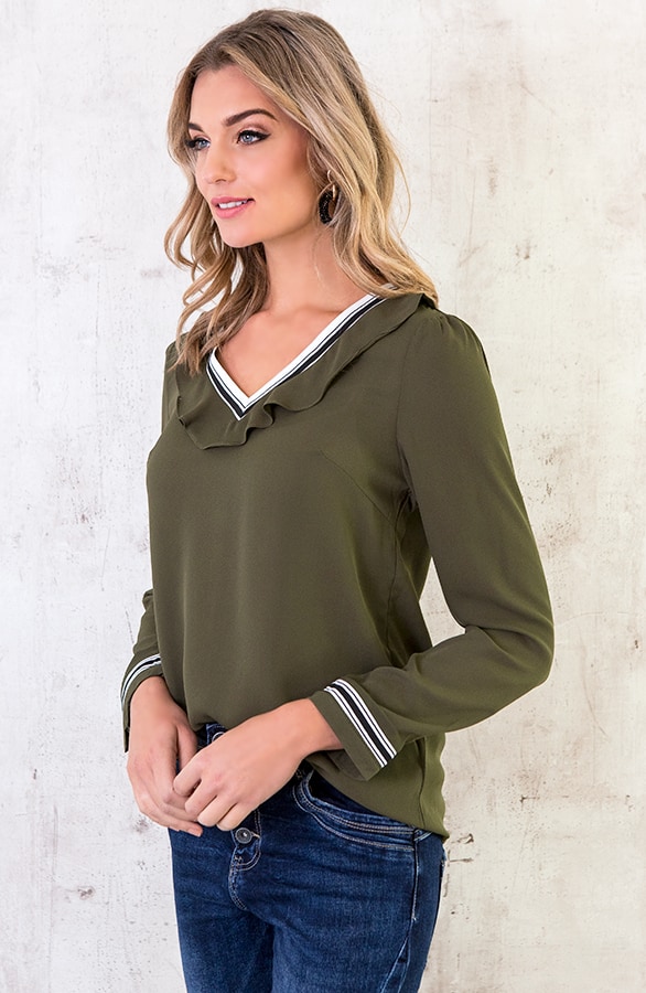 Ruches V Blouse Army – shoparchief, foto 3